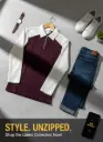 Two-Tone Zip Polo Maroon